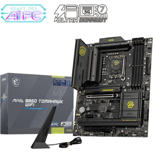 MSI MAG B860 TOMAHAWK WIFI - Motherboard - ATX - LGA1851-Sockel - B860 Chipsatz - USB4, USB 3.2 Gen 1, USB 3.2 Gen 2, USB-C 3.2 Gen2 - 5 Gigabit Ethernet, Wi-Fi 7, Bluetooth - Onboard-Grafik (CPU erforderlich)