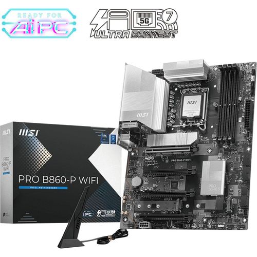 MSI PRO B860-P WIFI - Motherboard - ATX - LGA1851-Sockel - B860 Chipsatz - USB 3.2 Gen 2, USB 3.2 Gen 1 - 5 Gigabit Ethernet, Wi-Fi 7 - Onboard-Grafik (CPU erforderlich)