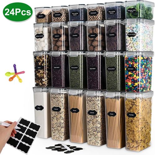 Lebensmittelgeeignete Aufbewahrungsdosen – 24-teiliges Set aus PP-Kunststoff, luftdicht, ideal für Getreide, Nüsse, Snacks und Küchenaufbewahrung.