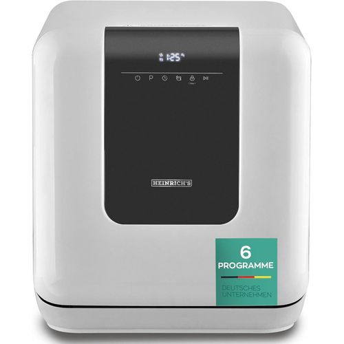 HEINRICHS tragbarer Mini Geschirrspüler, Spülmaschine, Tischgeschirrspüler mit 6L Wassertank, oder ohne Wasseranschluss nutzbar, klein+ freistehend