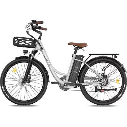 Ebike 26 Zoll e Bike Herren 36V 20.3Ah Akku Elektrofahrrad Damen 250W 25km/h City E-Bike Reichweite 80-200km e Fahrrad Pedelec 7S Belastung 120Kg Grau