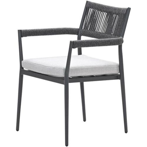 Barcelona Dining Stuhl - carbon black - rope dark grey - valley sand