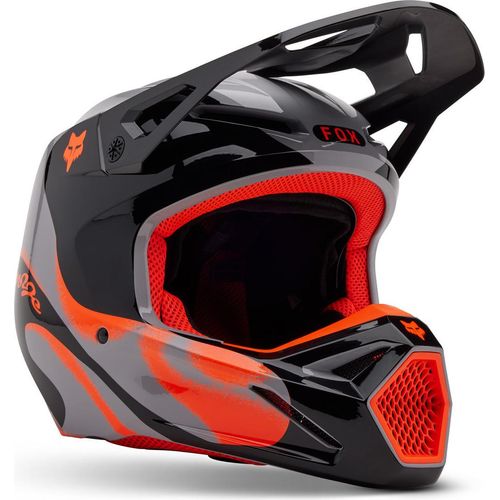 FOX V1 Emotion Motocross Helm, schwarz/grau/orange, S (55/56)