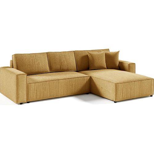 4-Sitzer-Wende-Ecksofa mit Truhe Isaac aus Cord Gelb