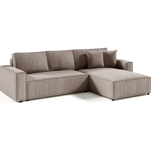 4-Sitzer-Wende-Ecksofa mit Truhe Isaac Cord Taupe