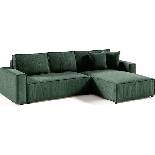 4-Sitzer-Wende-Ecksofa mit Truhe Isaac aus Cord Tannengrün