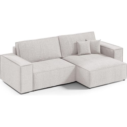 3-Sitzer-Wende-Ecksofa mit Bettkasten Isaac Mini aus Cord Off-White