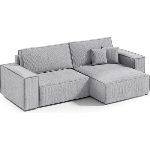 3-Sitzer-Wende-Ecksofa mit Bettkasten Isaac Mini Cord Hellgrau