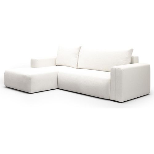 Ecksofa, links umwandelbar, 3-Sitzer, Truhe, Bliss Blanc Cassé