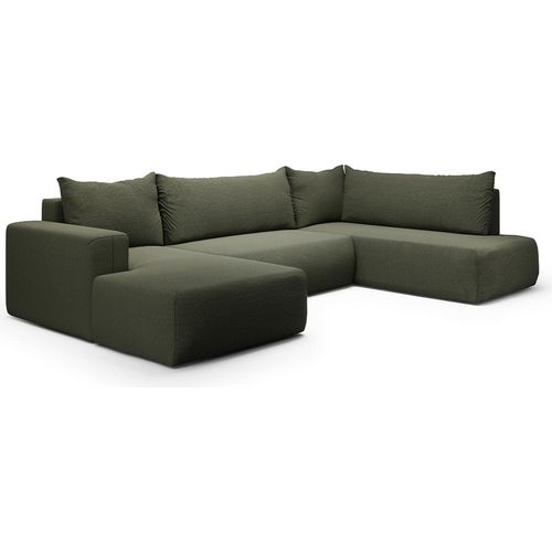 U-Sofa 5-sitzig umbaubar Truhe Bliss Tannengrün
