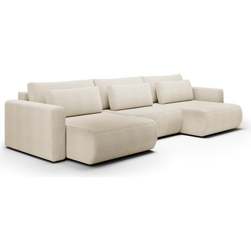 U-Sofa 4-sitzig umbaubar Truhe Evy Beige