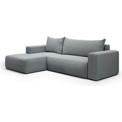 Ecksofa, links umwandelbar, 3-Sitzer, Truhe, Bliss Grau