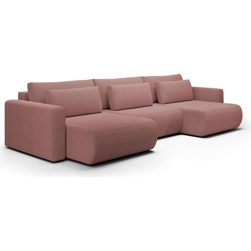 U-Sofa 4-sitzig umbaubar Truhe Evy Rosa