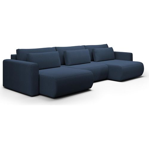 U-Sofa 4-sitzig umbaubar Truhe Evy Blau