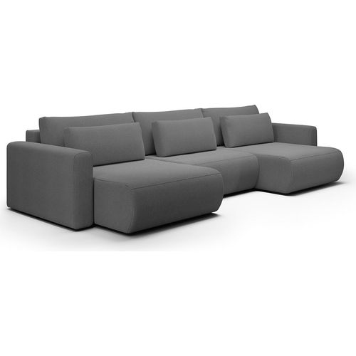 U-Sofa 4-sitzig umbaubar Truhe Evy Grau