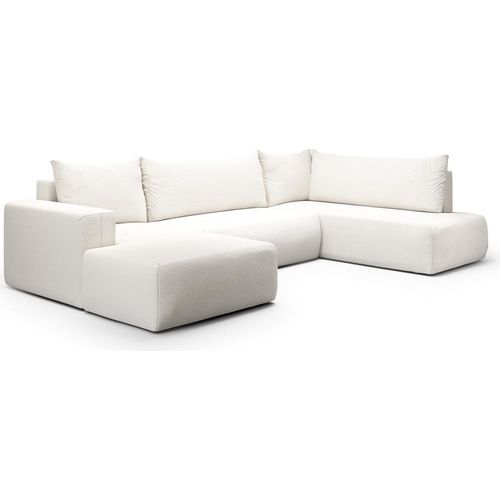 U-Sofa mit 5 Sitzplätzen, umwandelbar in eine Truhe Bliss Blanc Cassé