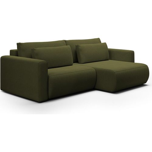 Ecksofa, umkehrbar, 3-Sitzer, Truhe Evy, Tannengrün