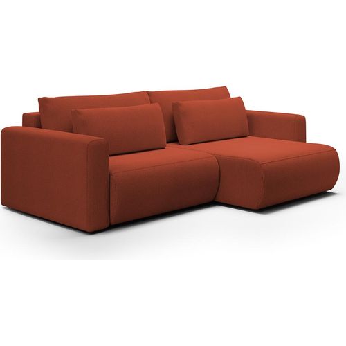 Ecksofa, umkehrbar, umwandelbar, 3-Sitzer, Truhe Evy Orange Ziegelstein