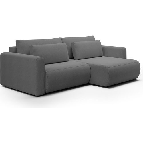 Ecksofa, umkehrbar, 3-Sitzer, Truhe Evy Grau