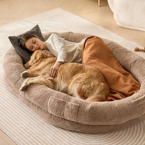 Hundebett in Menschengröße - Hundekissen und Hundematte - 1825x1220x254mm - Braunes Hundebett für große Hunde - Komfort und Stil für Ihr Zuhause