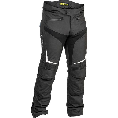 Lindstrands Sandvik wasserdichte Motorrad Textilhose, schwarz/weiß, Short 58