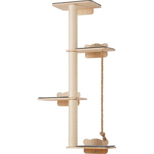 Katzenregalbaum - Katzenkratzturm - Wandkratzbaum für Katzen - 125 cm Katzenbaum - Katzenmöbel für Kratzspiel und Entspannung