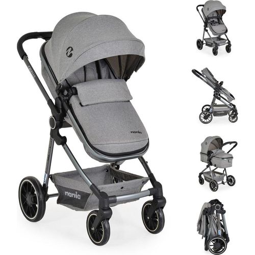 Moni Nania Giselle Grau 2-in-1 Kinderwagen inkl. Adapter 111860