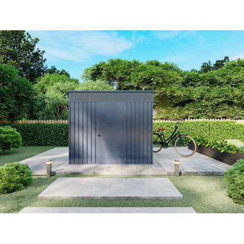 Gartenhaus aus verzinktem Stahl - Anthrazitgrau - 4,6 m² - CLAFTON