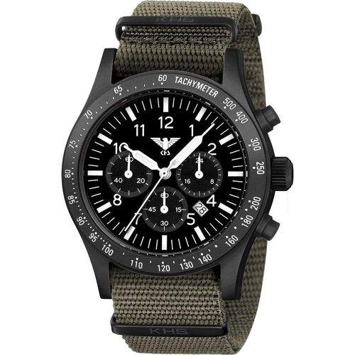 KHS PLABSSC.NSGO Herren-Solaruhr Platoon Chronograph Natoband Grau