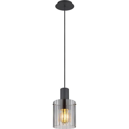 Globo Pendelleuchte Tiril, 1-flammig, Rauchglas, gemütliches Licht, E27-Fassung