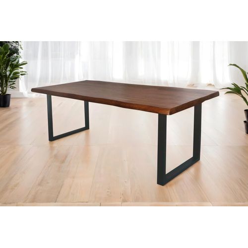 Esstisch Baumkante massiv Mango honigfarben 260 x 100 U-Gestell schwarz CALI