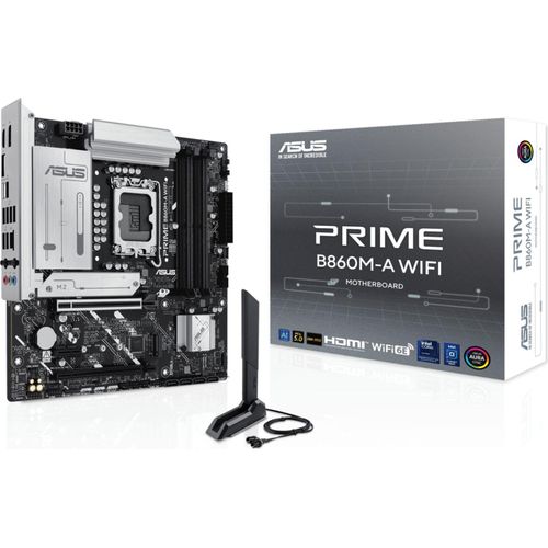 ASUS PRIME B860M-A WIFI - Motherboard - micro ATX - LGA1851-Sockel - B860 Chipsatz - USB-C 3.2 Gen 2x2, USB 3.2 Gen 2, USB 3.2 Gen 1, USB-C 3.2 Gen 1 - 2.5 Gigabit LAN, Bluetooth, Wi-Fi 6E - Onboard-Grafik (CPU erforderlich)