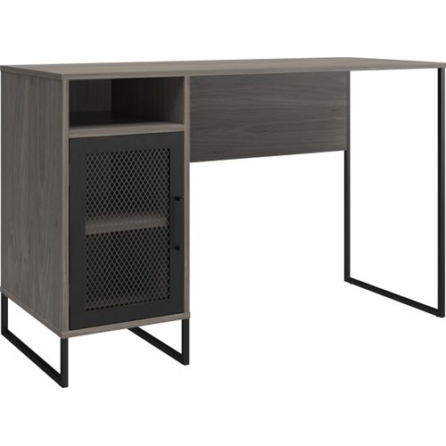 Schreibtisch ></noscript>Bernhard< in Grau, MDF/Metall - 121x76x50cm (BxHxT)
