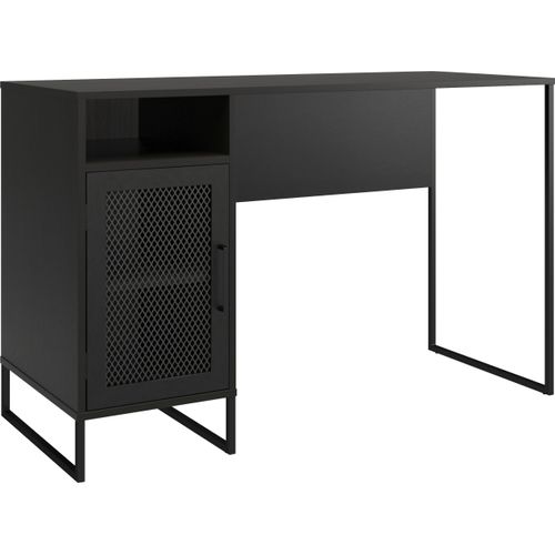 Schreibtisch ></noscript>Bernhard< in Schwarz, MDF/Metall - 121x76x50cm (BxHxT)