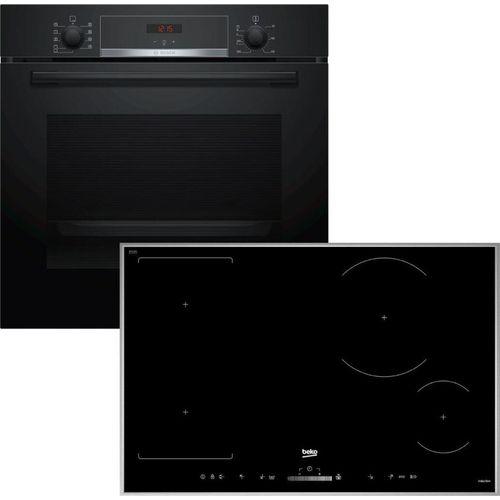 Herdset Bosch Backofen EcoClean + Beko Induktionskochfeld Booster autark 80 cm