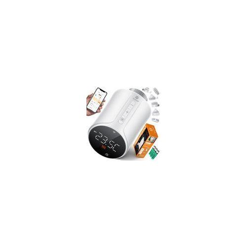 KESSER® 3x Heizkörperthermostat Heizungsregler Heizungsthermostat WLAN Smart Home App & Sprach-Steuerung Thermostat 6 Heizkörperventile rund Weiß