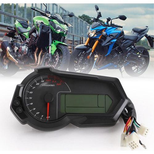 Universal Motorrad LCD Drehzahlmesser Odometer Geschwindigkeit des Kraftstoffmessgeräts DIY