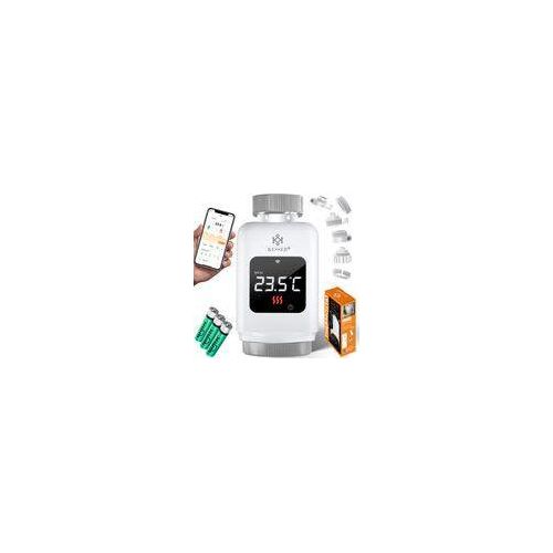 KESSER® 2x Heizkörperthermostat Heizungsregler Heizungsthermostat WLAN Smart Home App & Sprach-Steuerung Thermostat 6 Heizkörperventile eckig Weiß
