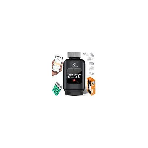 KESSER® 3x Heizkörperthermostat Heizungsregler Heizungsthermostat WLAN Smart Home App & Sprach-Steuerung Thermostat 6 Heizkörperventile eckig Schwarz