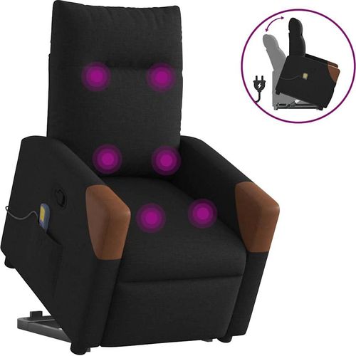 Massagesessel mit Aufstehhilfe Schwarz Stoff, Klassische Sessel Design Möbel