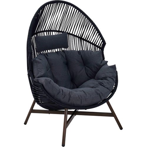 Egg Gartensessel auf synthetischem Rattangestell 142 cm schwarz - Oviala Bamako