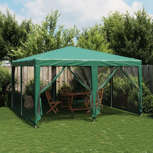 Eleganter Möbel Partyzelt mit 8 Mesh-Seitenteilen Grün 4x4 m HDPE - Campingzelte 3467217
