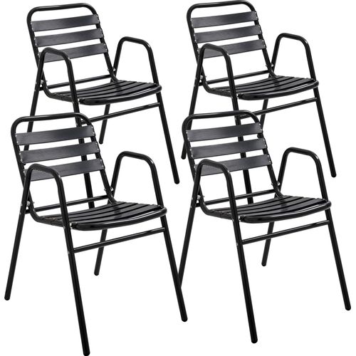 Set mit 4 Gartensesseln aus schwarzem Aluminium - Oviala Nothing Hill