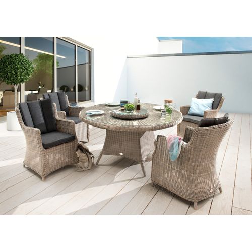 Sitzgruppe LUNA mit Esstisch Ø150cm (4 Personen) natur meliert