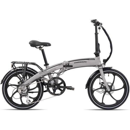 Chrisson EFolder E Bike Klapprad Damen Herren 150 - 195 cm Pedelec 20 Zoll 8 Gänge Elektrofahrrad 250 W grau