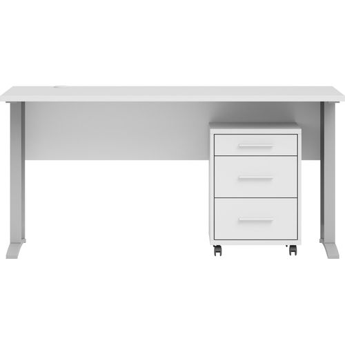 Schreibtisch ></noscript>Clermont< (2-teilig) inkl. Rollcontainer, weiss - 150x73x70cm (BxHxT)