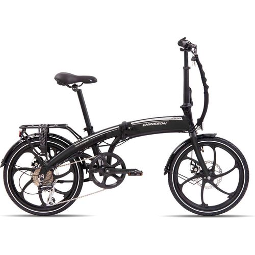 Chrisson EFolder E Bike Klapprad Damen Herren 150 - 195 cm Pedelec 20 Zoll 8 Gänge Elektrofahrrad 250 W schwarz
