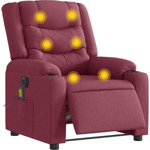 Massagesessel Elektrisch Weinrot Stoff