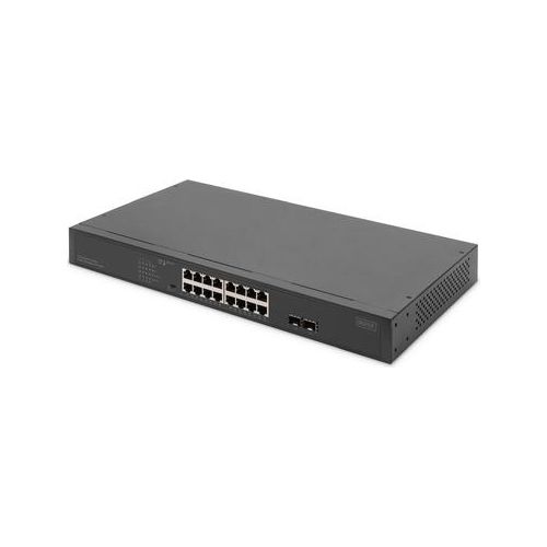 DIGITUS 16-Port Gigabit Netzwerkswitch, 19 Zoll, unmanaged, 2 Uplink Ports, SFP
