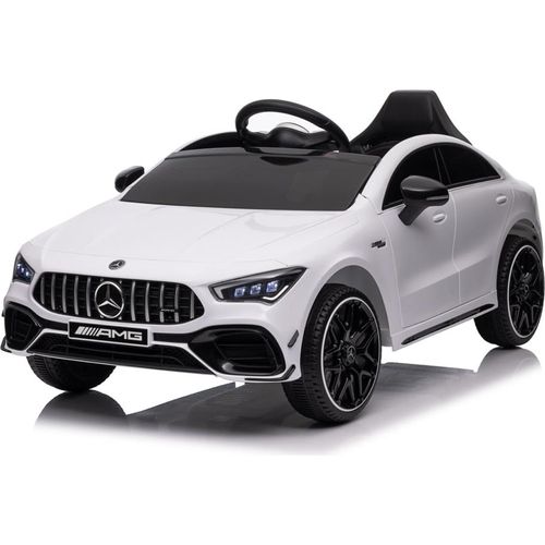 Kinder Elektroauto Mercedes CLA 45s AMG, Motoren+LED+Audio+EVA+FB weiss